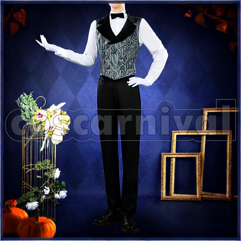 Shroud Lost in the Book with Tim Burton's The Nightmare Before Christmas Halloween Cosplay cosplay costume from Disney Twisted-Wonderland Idia, front view 4