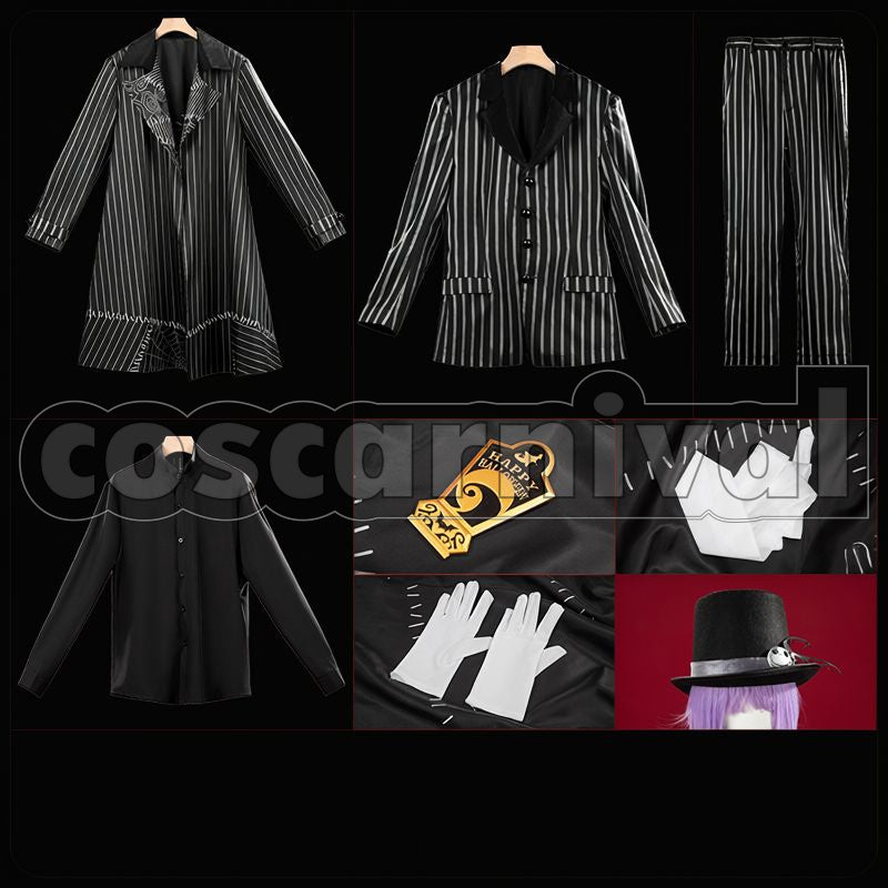Viper Lost in the Book with Tim Burton's The Nightmare Before Christmas Halloween Cosplay cosplay costume from Disney Twisted-Wonderland Jamil, set view