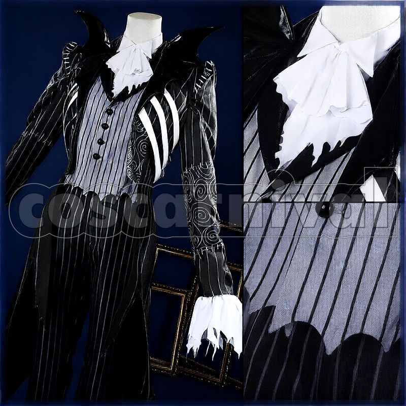 J. Graves Lost in the Book with Tim Burton's The Nightmare Before Christmas Halloween Cosplay cosplay costume from Disney Twisted-Wonderland Skully, front view 6