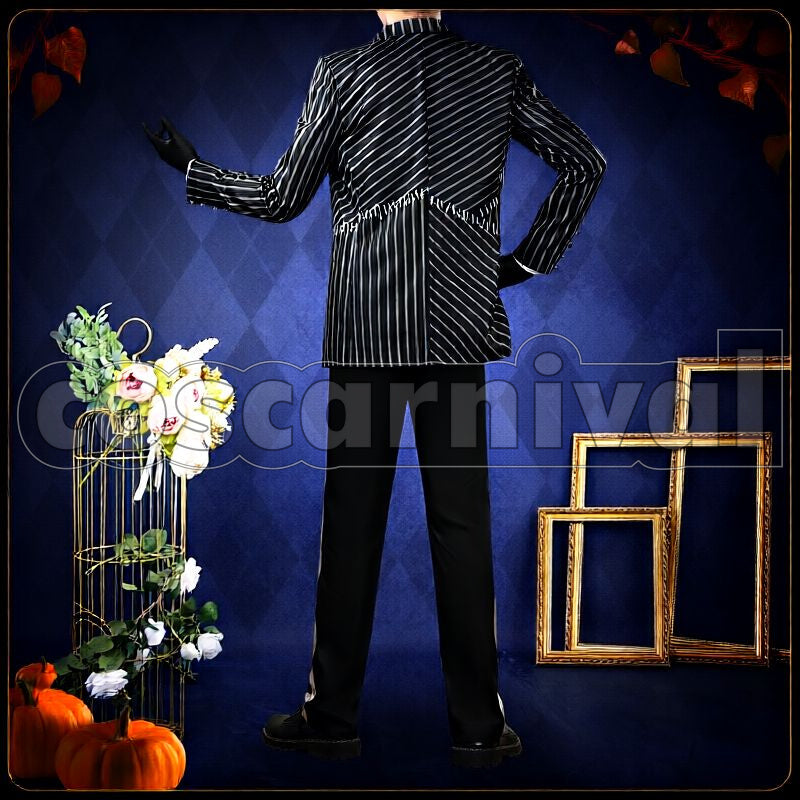 Clover Lost in the Book with Tim Burton's The Nightmare Before Christmas Halloween Cosplay cosplay costume from Disney Twisted-Wonderland Trey, back view