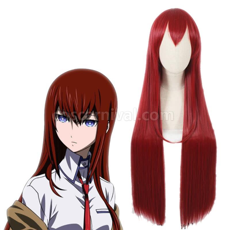 100 cm long steinsgate 0 kurisu makise crimson straight wigs costumes