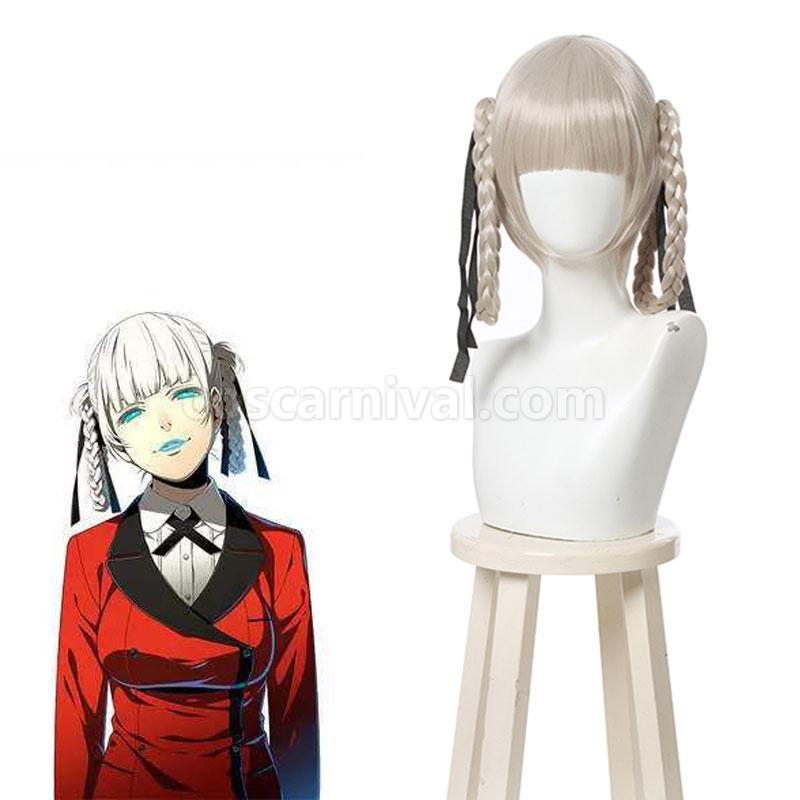28cm kakegurui momobami kirari synthetic silver wigs custom cosplays