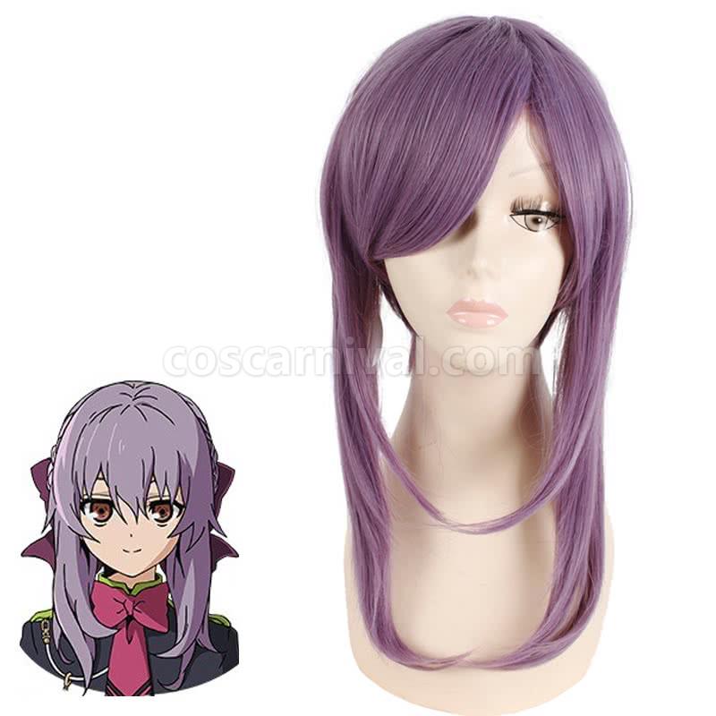 30cm seraph of the end shinoa hiragi purple styled wig custom cosplay