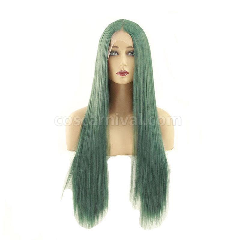 60cm Women Lace Front Wigs Long Straight Dark Green Cosplay Wigs coscarnival011119476