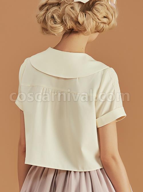Antique Chair Series Apricot Doll Collar Short Sleeve Classic Lolita Shirt
