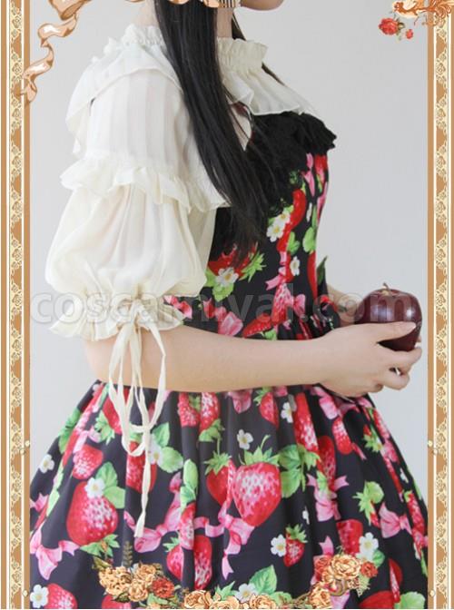 Apricot Color Lovely Puff Sleeve Lolita Super Short Top coscarnival