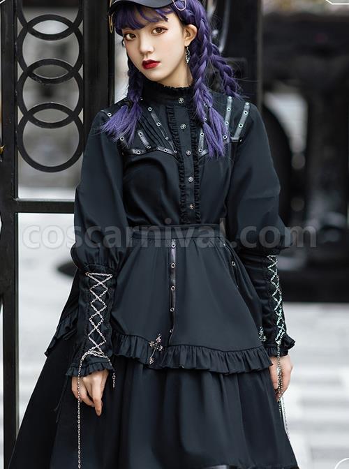 Assassinate Dawn Series Retro Military Style Gothic Lolita Shirt And Skirt Set coscarnival