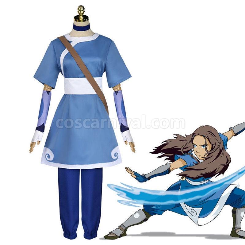 Avatar The Last Airbender Katara Blue Dress Outfit Cosplay Costumes coscarnival011115891