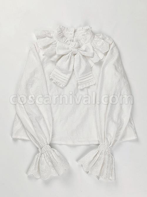 Big Bowknot Cotton Classic Lolita Long Sleeve Big Size Shirt coscarnival