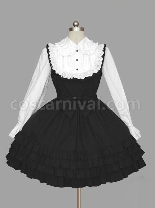 Black-And-White-Long-Sleeves-Cotton-Classic-Lolita-Dress-coscarnival-537