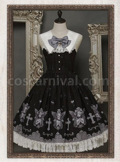 Black Angel Fold Vest Skirt Lace At The Bottom coscarnival