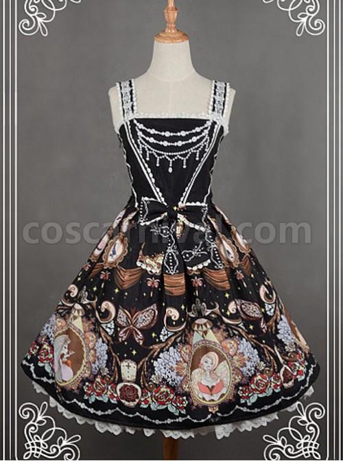 Black-Bead-Chain-Printed-Lace-Hemline-Lolita-Dress-coscarnival-5254