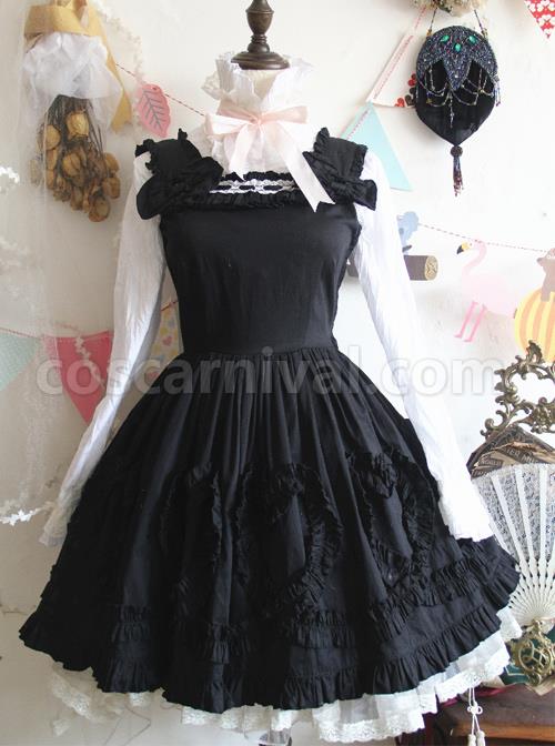 Black-Cute-Bowknot-Slim-Classic-Lolita-Sling-Dress-coscarnival-475