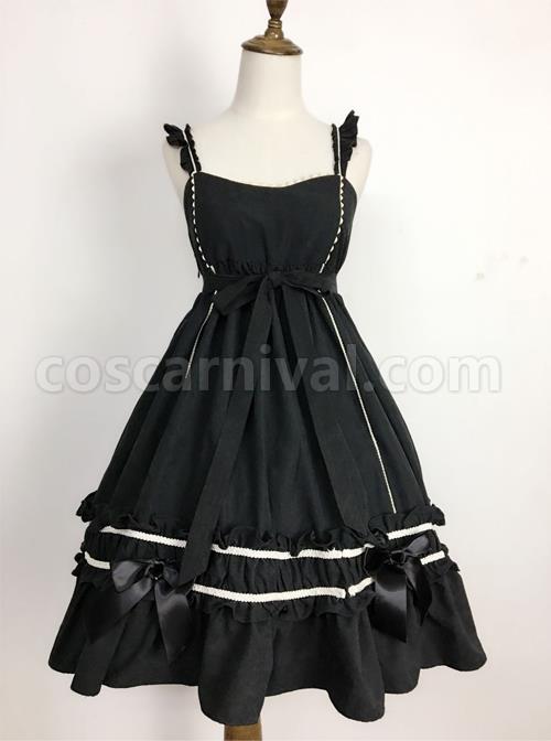 Black-Elegant-Bowknot-Classic-Lolita-Sling-Dress-coscarnival-3498