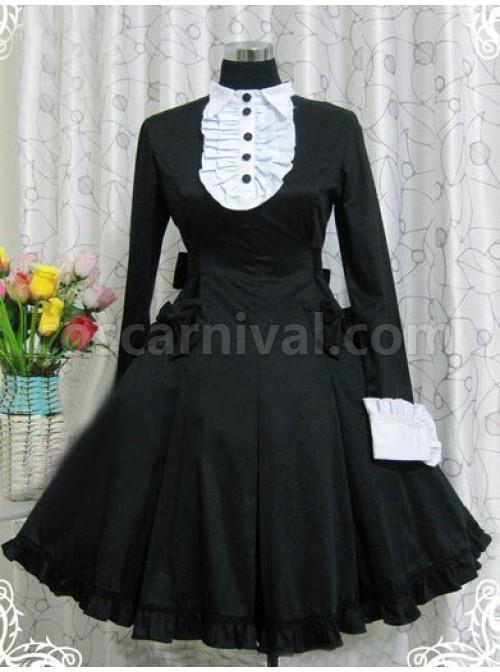 Black Long Sleeves Ruffle Classic Lolita Dress coscarnival