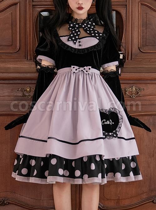 Black-Purple-Polka-Dot-Bow-Love-Lace-Decoration-Velvet-Upper-Body-Polka-Dot-Hem-Classic-Lolita-Short-Sleeve-Dress-coscarnival-3466