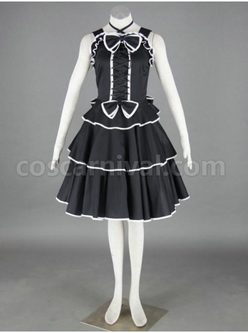 Black Sleeveless Cotton Gothic Lolita Dress coscarnival
