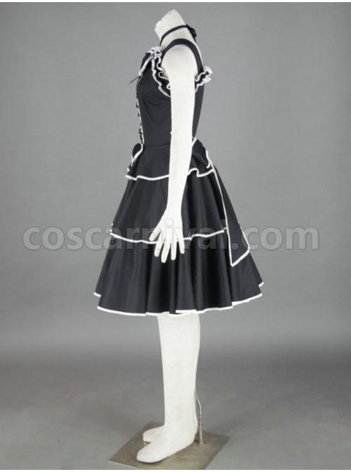 Black Sleeveless Cotton Gothic Lolita Dress