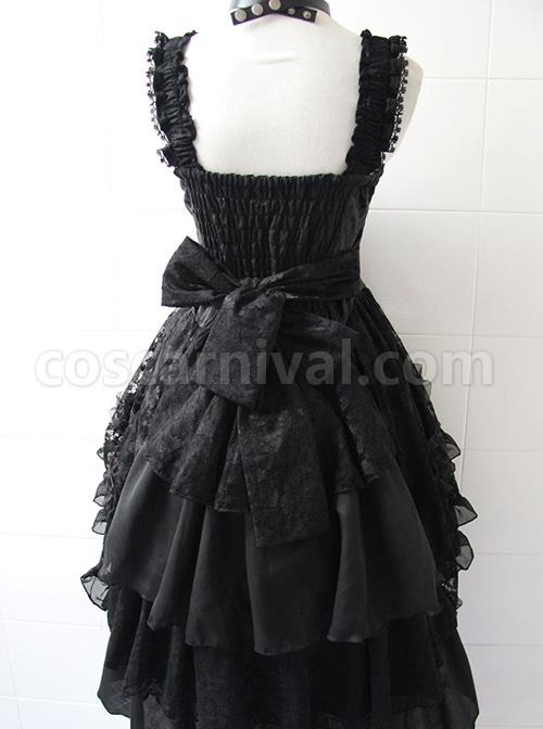 Black Sleeveless Halter Gothic Punk Lolita Dress