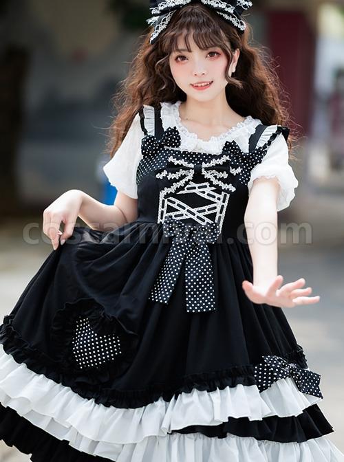 Black-Sugar-Sweetheart-Series-Black-White-Sweet-Cool-Girl-Polka-Dot-Simple-Asymmetrical-Hem-Classic-Lolita-Sleeveless-Dress-coscarnival-3472
