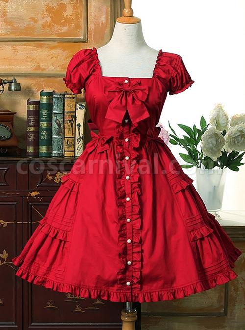Bow-Cotton-Flounced-Short-Sleeve-Lolita-Dress-coscarnival-1098