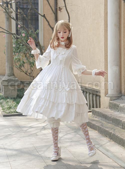 Bowknot-High-Waist-Pure-Color-Classic-Lolita-Half-Sleeve-Dress-coscarnival-260