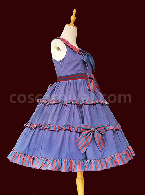 Britney-Series-Red-And-Blue-Striped-Pleated-Lace-Trim-Square-Neckline-Design-Polka-Dot-Bow-Knots-Classic-Lolita-Sleeveless-Dress-coscarnival-3381