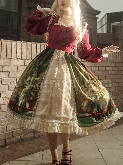 Brumaire-Coup-Series-Court-Red-Velvet-Retro-Upper-Body-Oil-Painting-Printed-Skirt-Hem-Classic-Lolita-Long-Sleeved-Dress-coscarnival-3360