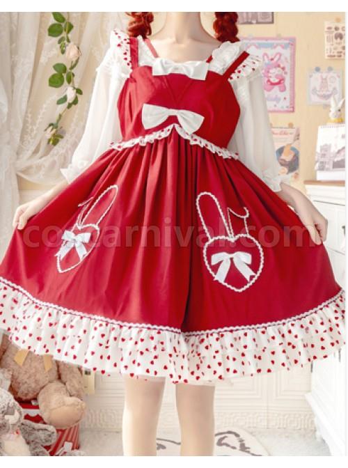 Bunny-Jam-Series-Red-Cute-Polka-Dot-Crinkled-Hem-Rabbit-Shaped-Pocket-Classic-Lolita-Princess-Dress-coscarnival-3361