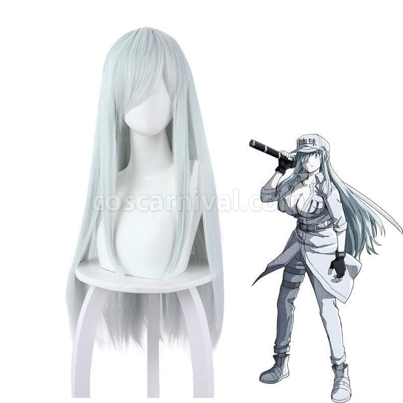 Cells at Work! Black White Blood Cells Female 80cm Long Cosplay Wigs coscarnival011112234