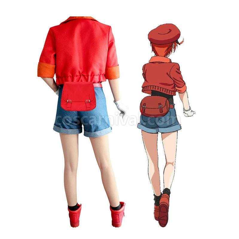 Cells at Work Red Blood Cell Uniform Cosplay Costume with Hat coscarnival011114965