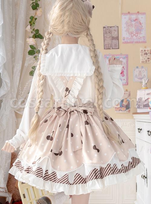 Cherry Milk Pie Series White Cute Doll Collar Ruffled Long Sleeves Inner Shirt