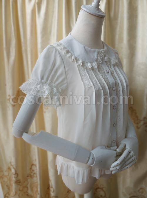 シフォン ドールカラー ルーズ クラシックロリータ ショートシャツ
