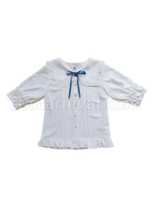 Chiffon Ruffled Lapel Daily All-Match Classic Lolita Short-Sleeved Shirt coscarnival