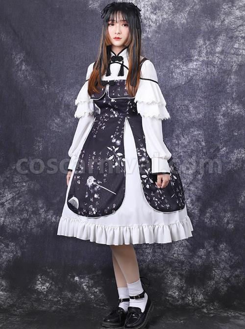 Chinese-Style-Black-Printing-Classic-Lolita-White-Long-Sleeve-Dress-Set-coscarnival-4251