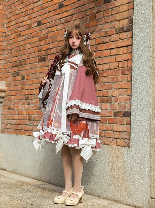 Chinese-Style-Chiffon-Ruffled-Pleats-Sweet-High-Waist-Tie-Rope--Puppy-Print-Bow-Knot-Decoration-Classic-Lolita-OP-Dress-Set-coscarnival-5220