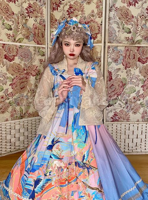 Chinese-Style-Delicate-Gilt-Graphic-Print-Decoration-Pleated-Bow-Knot-Classic-Lolita-Slip-Dress-Set-coscarnival-3329