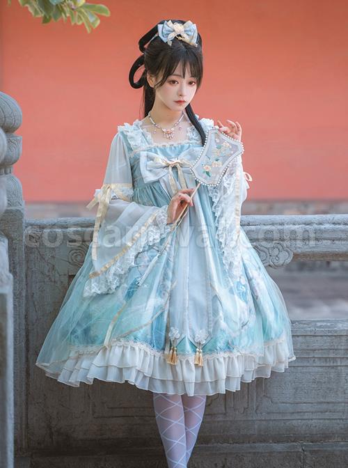 Chinese-Style-Red-crowned-Crane-Printing-Classic-Lolita-Long-Sleeve-Dress-coscarnival-6