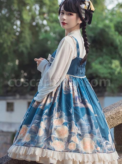 Chinoiserie-White-Tiger-Print-Bow-Knot-Ribbon-Tassel-Accessories-High-Waist-Lace-Classic-Lolita-Sleeveless-Dress-coscarnival-3266
