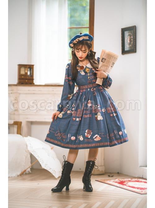 Chocolate-Candy-Print-Decoration-Letter-Print-Doll-Neckline-High-Waist-Belt-A-Version-Classic-Lolita-Long-Sleeve-Dress-coscarnival-3227