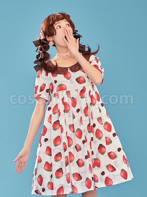 Chocolate-Strawberry-Lapel-High-Waist-Classic-Lolita-Short-Sleeve-Dress-coscarnival-4018