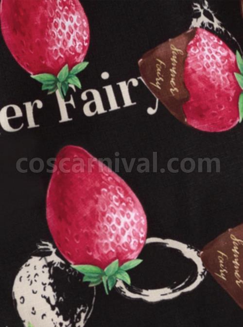 Chocolate-Strawberry-Lapel-High-Waist-Classic-Lolita-Short-Sleeve-Dress-coscarnival-4035