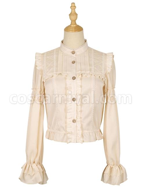 Clara Series Nutcracker Themed Sweet Lolita Apricot Long Sleeve Shirt coscarnival