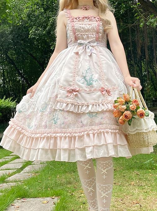 Classic-Lolita-Lily-Of-The-Valley-Flower-Print-Decoration-Ruched-Ruffled-Hem-Lace-Bow-Knot-Slip-Dress-coscarnival-1728