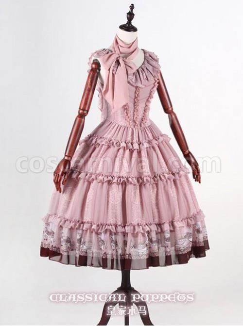 Classical-Puppets-Royal-Carousel-Super-Special-Design-Smoke-Pink-Chiffon-Lolita-Jumper-Skirt-coscarnival-5192