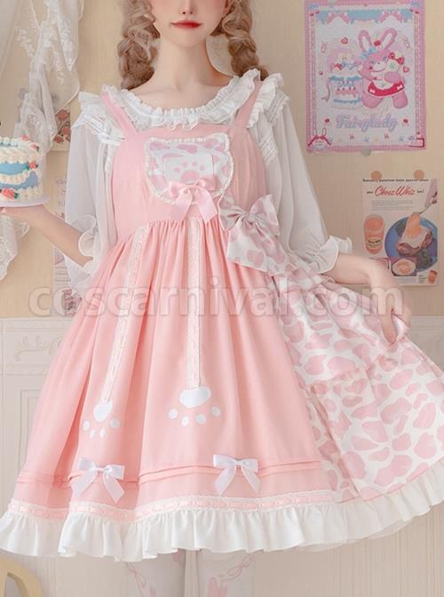Claws-Planet-Series-JSK-Sweet-Cute-Cat-Paw-Shape-Pink-Leopard-Print-Pleated-Bow-Dress-coscarnival-3115