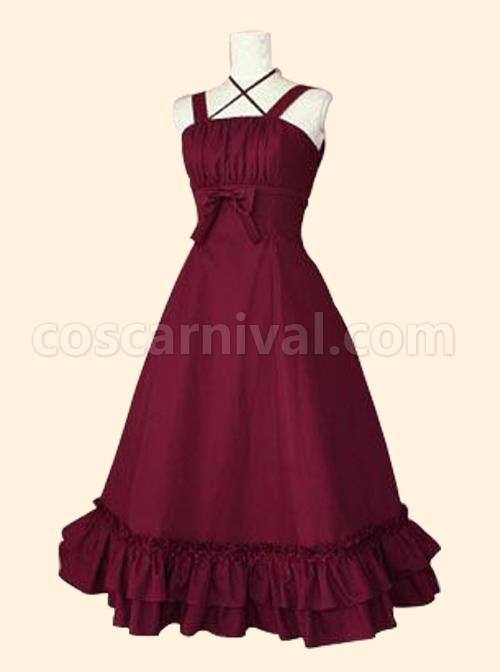 Concise-Middle-waisted-Classic-Lolita-Sling-Long-Dress-coscarnival-1091