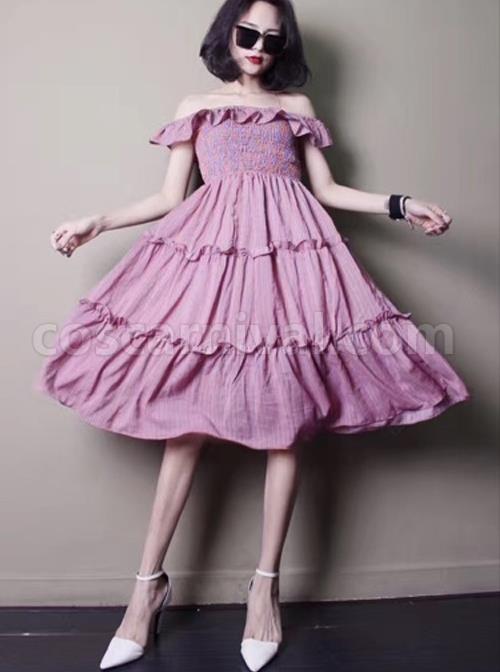 Concise-Ruffles-Classic-Lolita-Strapless-Dress-coscarnival-1733