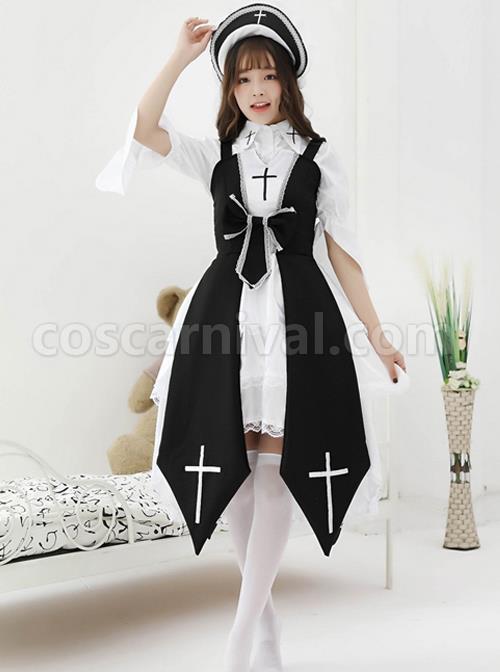 Cross Witch Gothic Lolita Black Or Red Dress And Shirt And Hat Set coscarnival