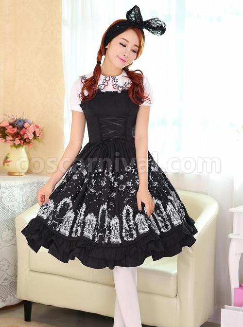 Cute-Cats-Printing-Cotton-Classic-Lolita-Sling-Dress-coscarnival-5164